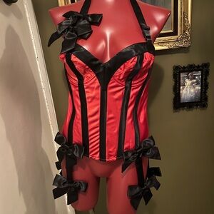 Victoria’s Secret Satin Boned Halter Bustier with detachable garters